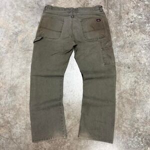 Vintage Y2K Dickies Olive Green Canvas Relaxed Carpenter Pants Distressed 38x30